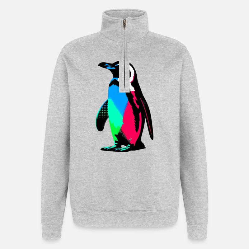 Pinguin - Quarter-Zip-Sweatshirt - Grau meliert