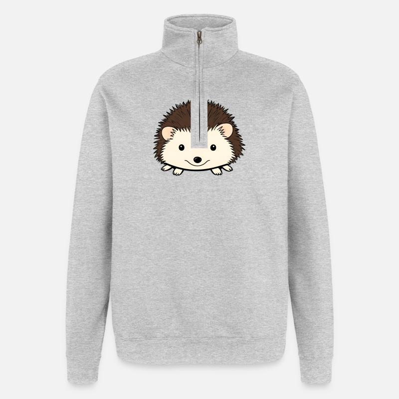 Niedlicher Igel mit freundlichem Gesicht - Quarter-Zip-Sweatshirt - Grau meliert