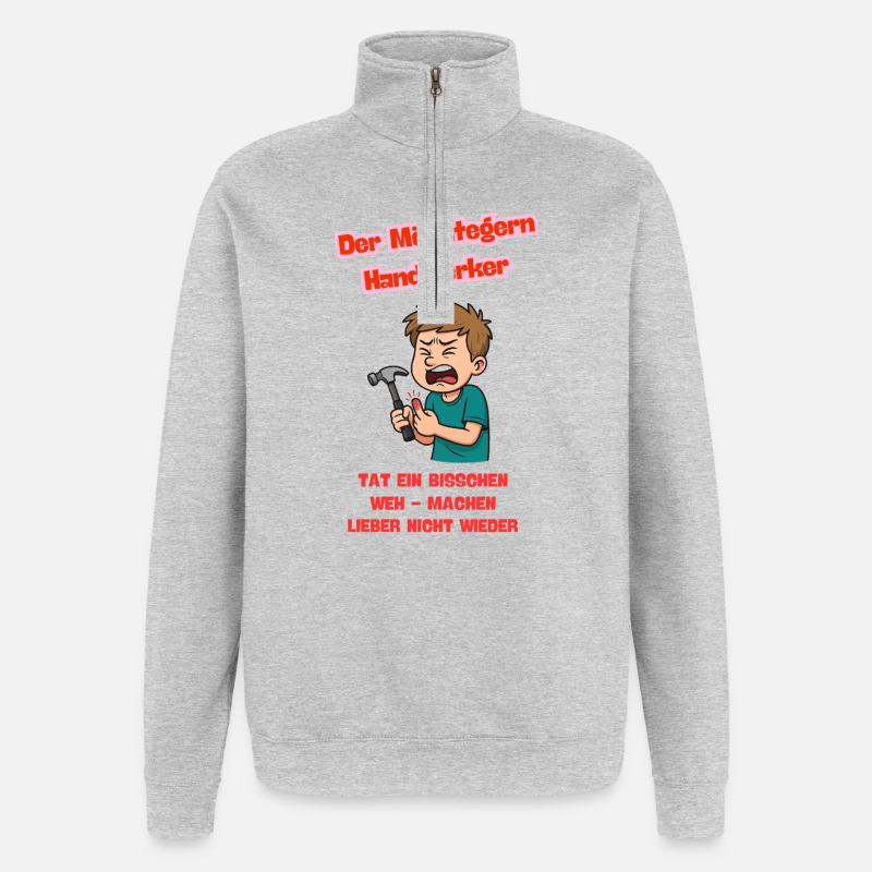 Der Möchtegern Handwerker Illustration  - Quarter-Zip-Sweatshirt - Grau meliert