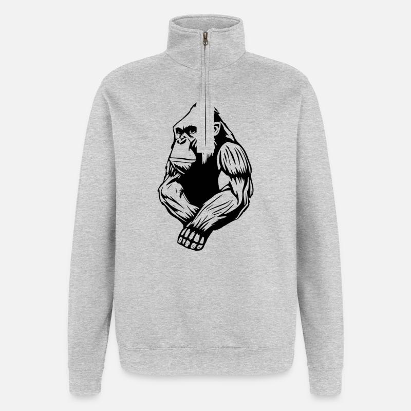 Affen T-shirt Geschenk - Quarter-Zip-Sweatshirt - Grau meliert