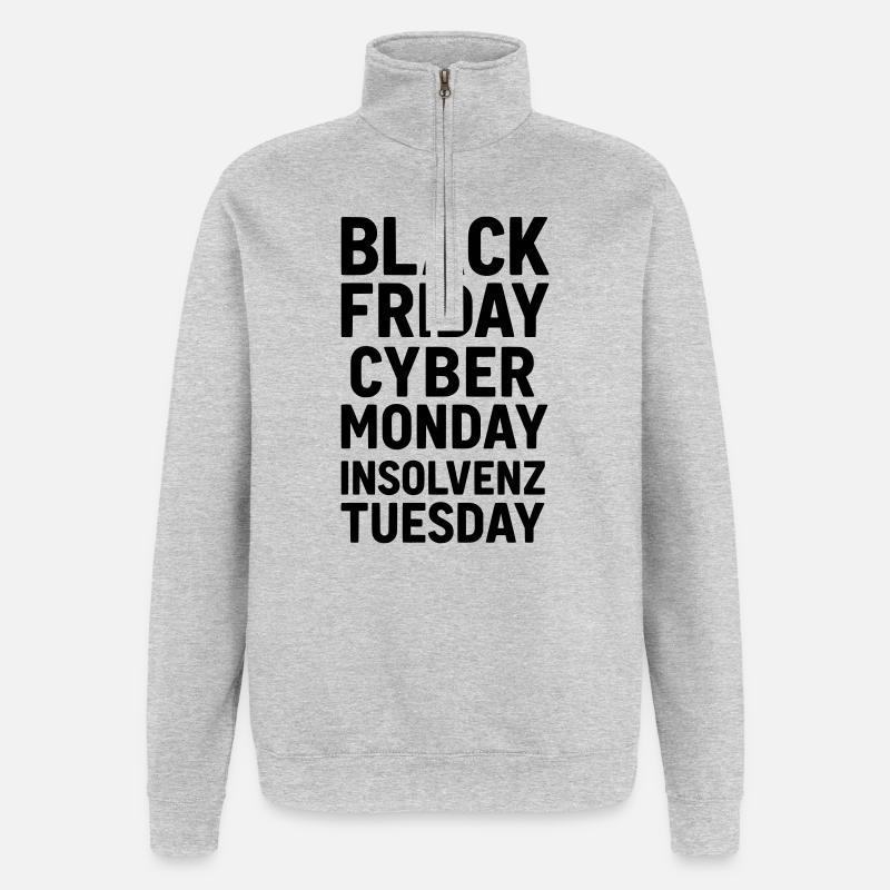 black friday lustiger spruch insolvenz - Quarter-Zip-Sweatshirt - Grau meliert