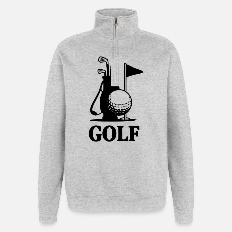 Golf Schriftzug mit Golf Equipment  - Quarter-Zip-Sweatshirt - Grau meliert