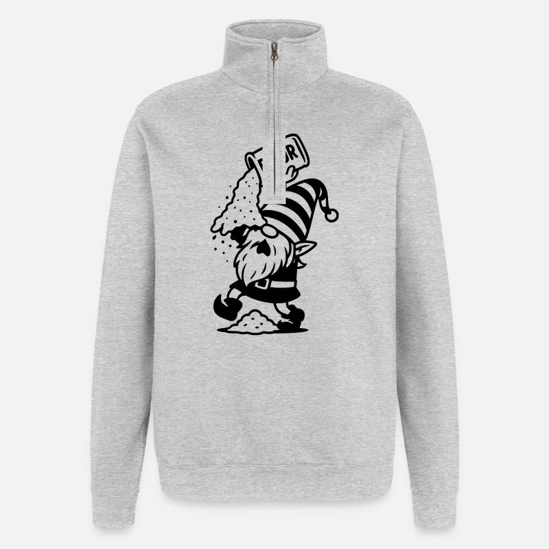 wichtel mehl kekse backen - Quarter-Zip-Sweatshirt - Grau meliert