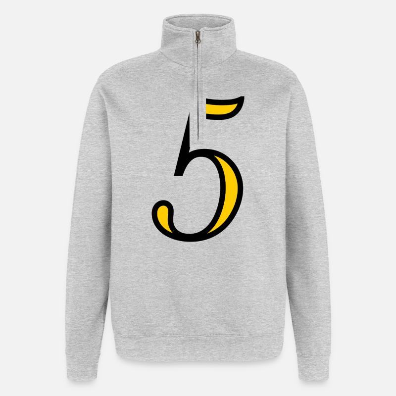 5. ANNIVERSAIRE. 5 ANS. 5e ANNIVERSAIRE - Sweat à zip 1/4 - gris chiné