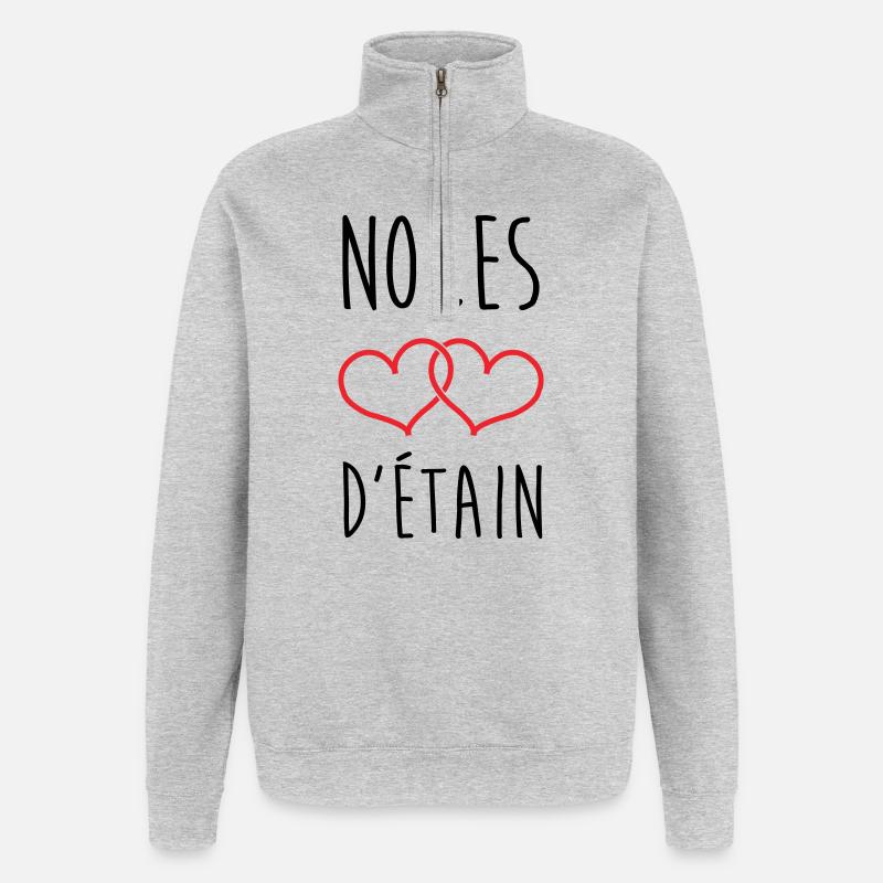 Zinnhochzeit 10 Jahre Hochzeit - Quarter-Zip-Sweatshirt - Grau meliert