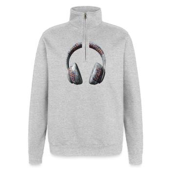 Loud Thoughts Graffiti Kopfhörer - Quarter-Zip-Sweatshirt - Grau meliert - Vorne - AI Model Female 172 light (172cm) & AI Model Male 178 dark (178cm)