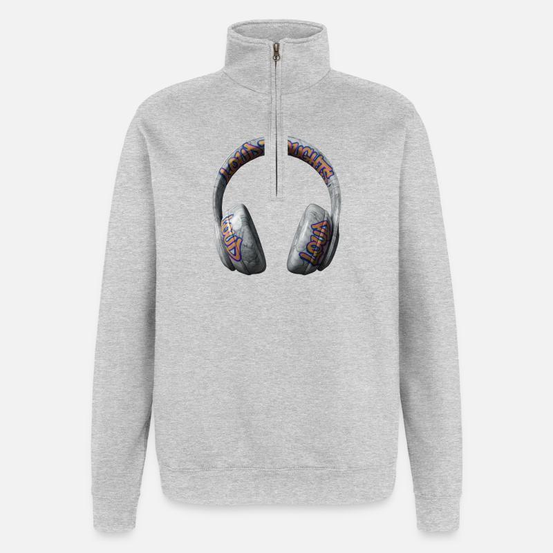 Loud Thoughts Graffiti Kopfhörer - Quarter-Zip-Sweatshirt - Grau meliert