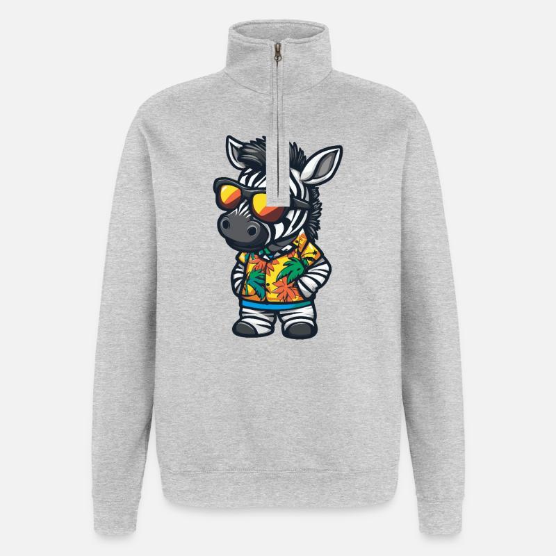 Vacances de bandes dessinées Zebra - Sweat à zip 1/4 - gris chiné