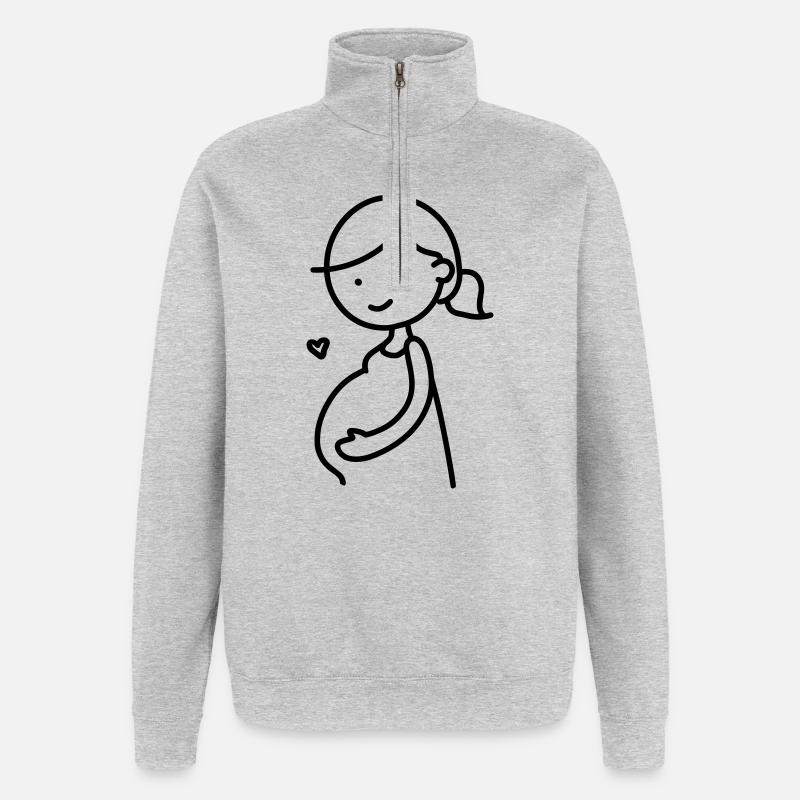 femme enceinte - Sweat à zip 1/4 - gris chiné
