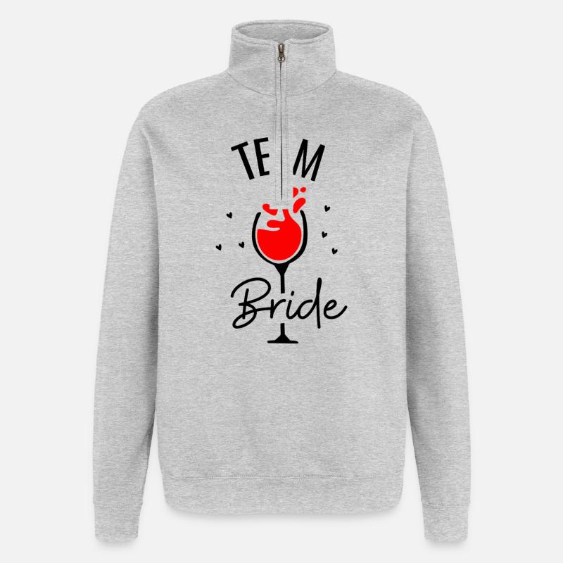 Team Bride Wine - Quarter-Zip Sweatshirt - heather grey