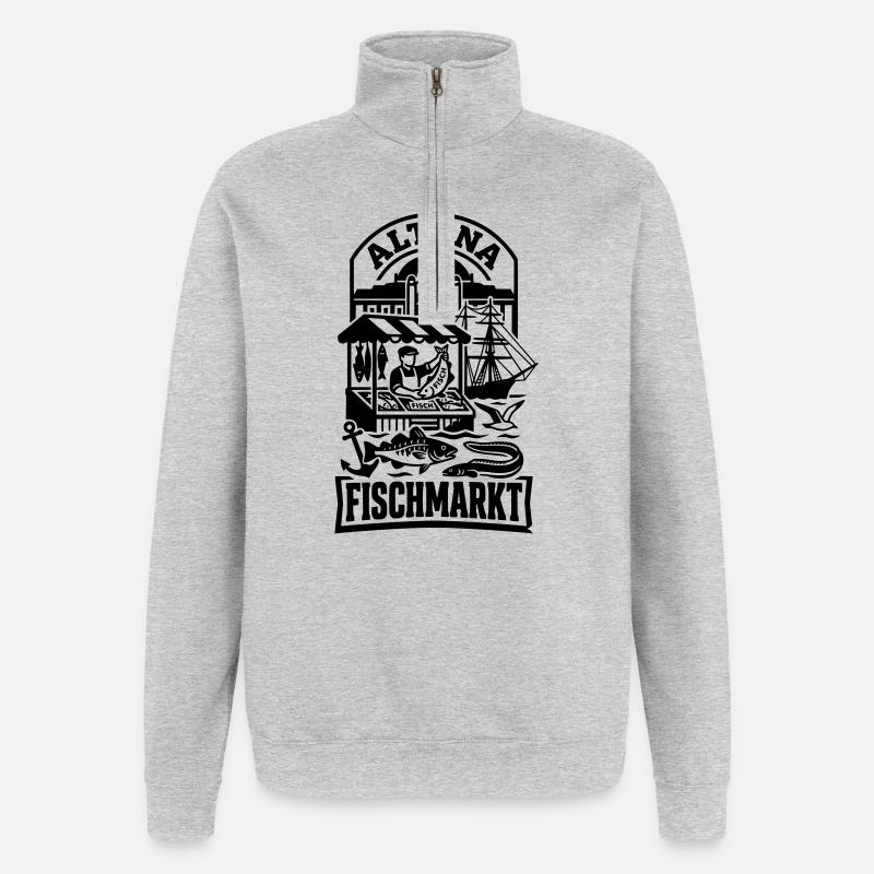 Fischmarkt Hamburg Altona - Quarter-Zip-Sweatshirt - Grau meliert