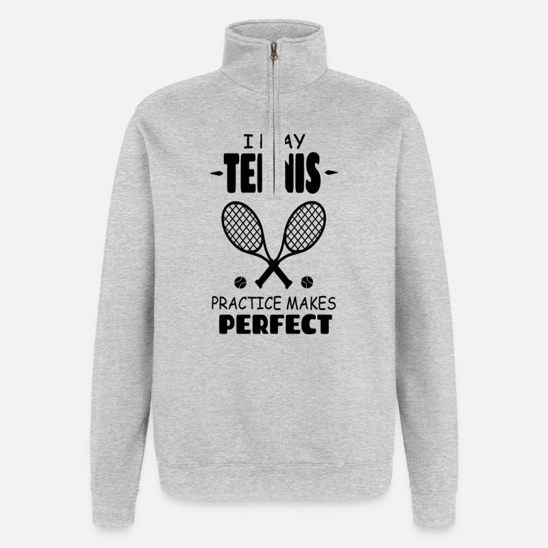 I_Play_Tennis_Practice_Makes_Perfect - Sweat à zip 1/4 - gris chiné