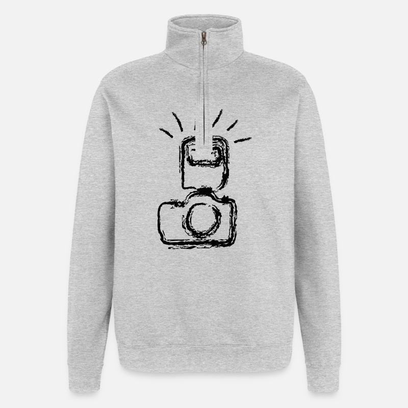 Fotokamera - Quarter-Zip-Sweatshirt - Grau meliert