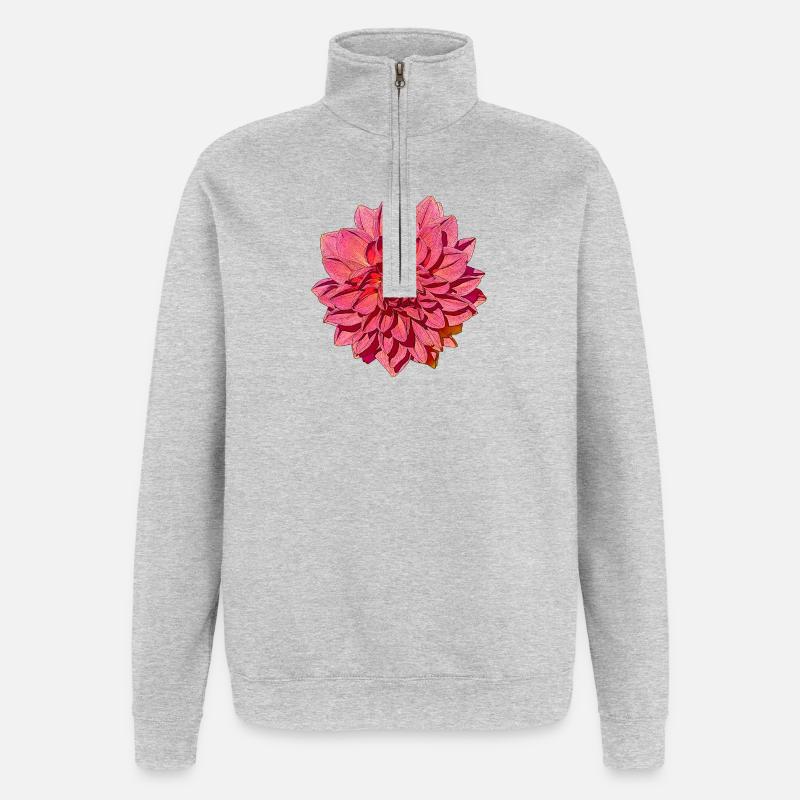 Große Dahlia - Quarter-Zip-Sweatshirt - Grau meliert