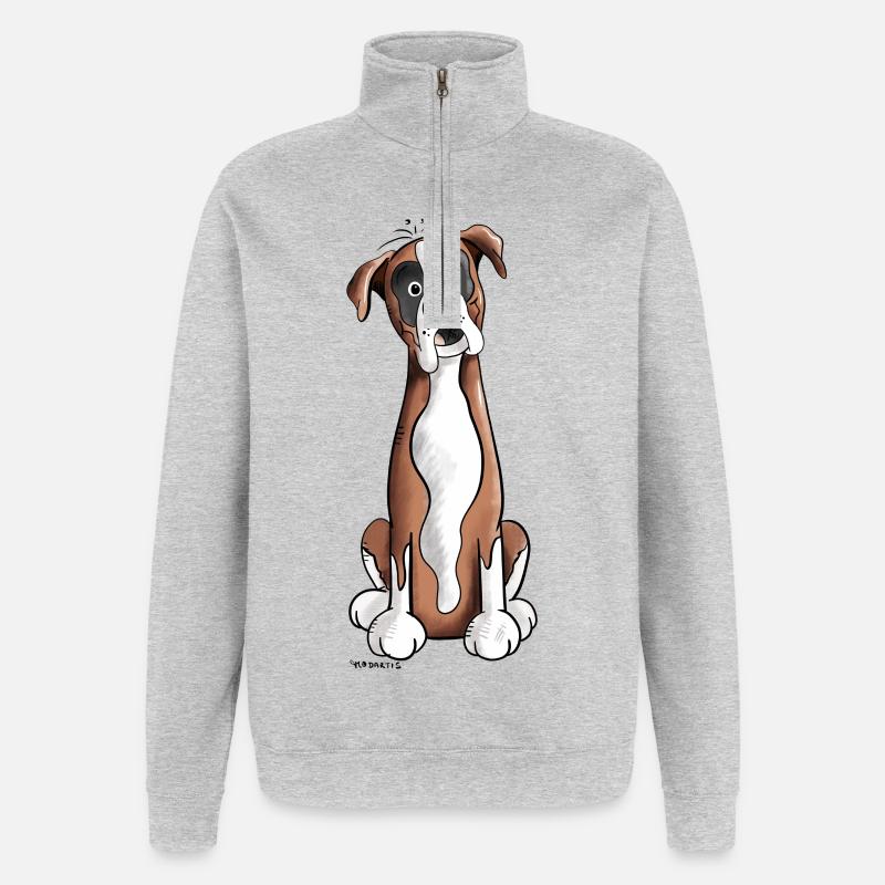 Funny Deutscher Boxer - German Boxer - Dogs - Quarter-Zip Sweatshirt - heather grey