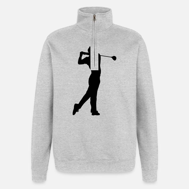Schattenbild des Golfspielers - Quarter-Zip-Sweatshirt - Grau meliert