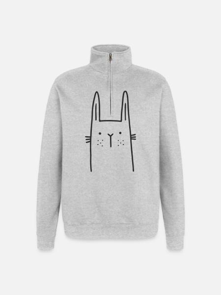 niedlicher Hase Ostern - Quarter-Zip-Sweatshirt - Grau meliert
