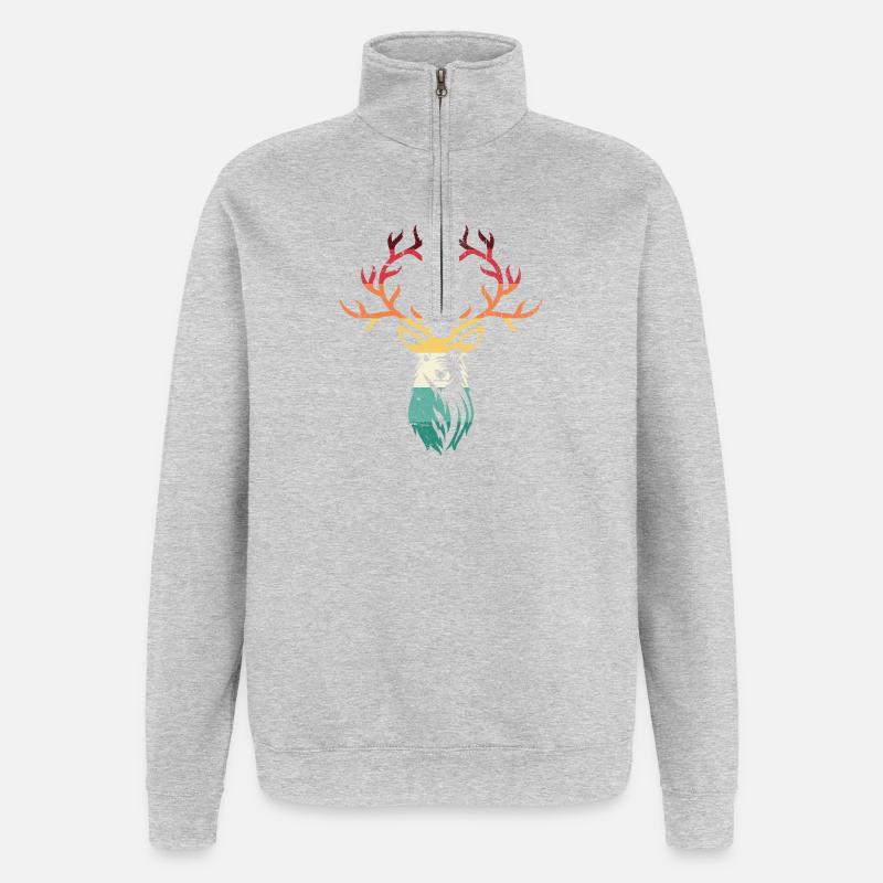 Gradient Deer Antlers - Quarter-Zip Sweatshirt - heather grey