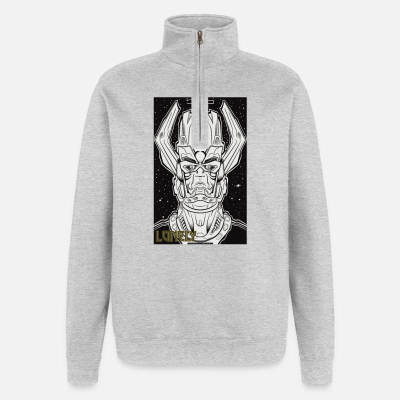 Solitaire - Sweat à zip 1/4 - gris chiné