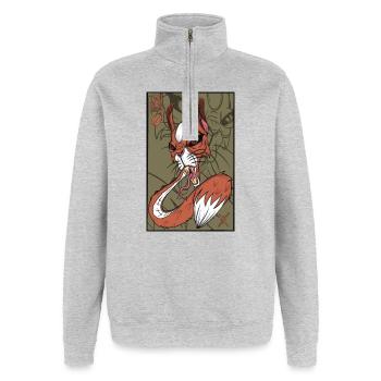 Foxy snake squirrel - Quarter-Zip Sweatshirt - heather grey - Front - AI Model Female 172 light (172cm) & AI Model Male 178 dark (178cm)