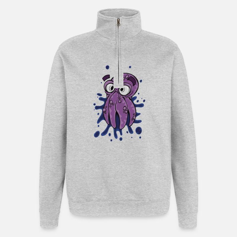 Squid - Quarter-Zip Sweatshirt - heather grey