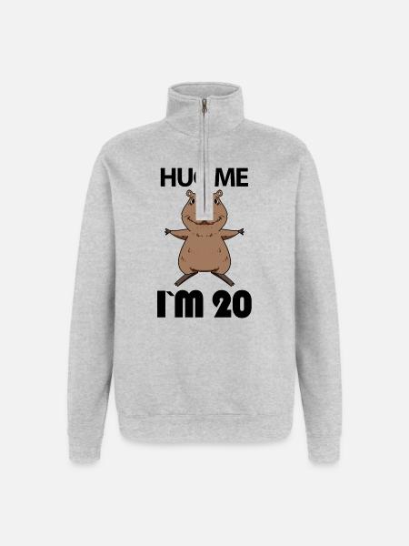20 Birthday - 20 Years - Hug - Quarter-Zip Sweatshirt - heather grey