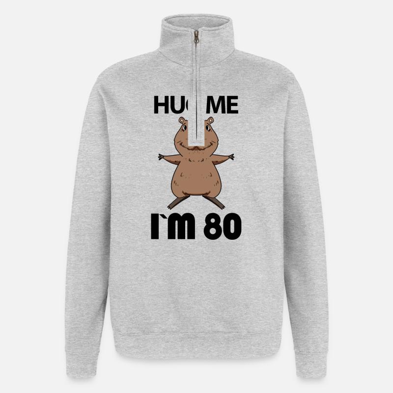 80 ans - 80 ans - Hug - Sweat à zip 1/4 - gris chiné
