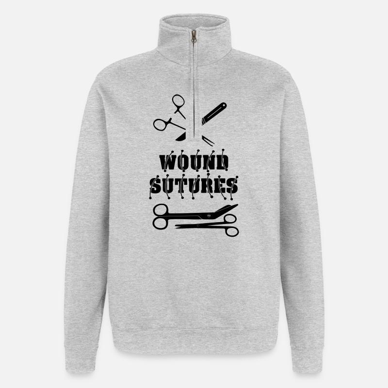 Wound Sutures - Quarter-Zip Sweatshirt - heather grey