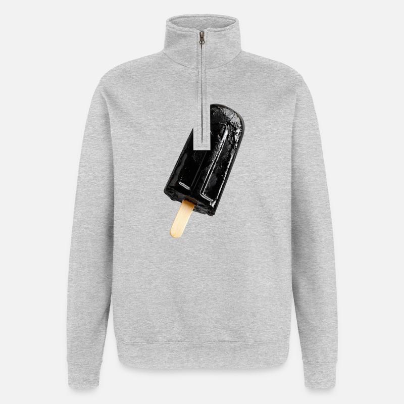 cream on a stick black - Quarter-Zip Sweatshirt - heather grey