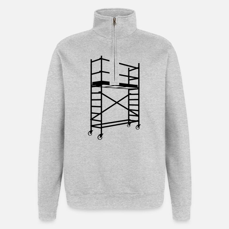 Gerüst mit Rädern – Schattenbild - Quarter-Zip-Sweatshirt - Grau meliert