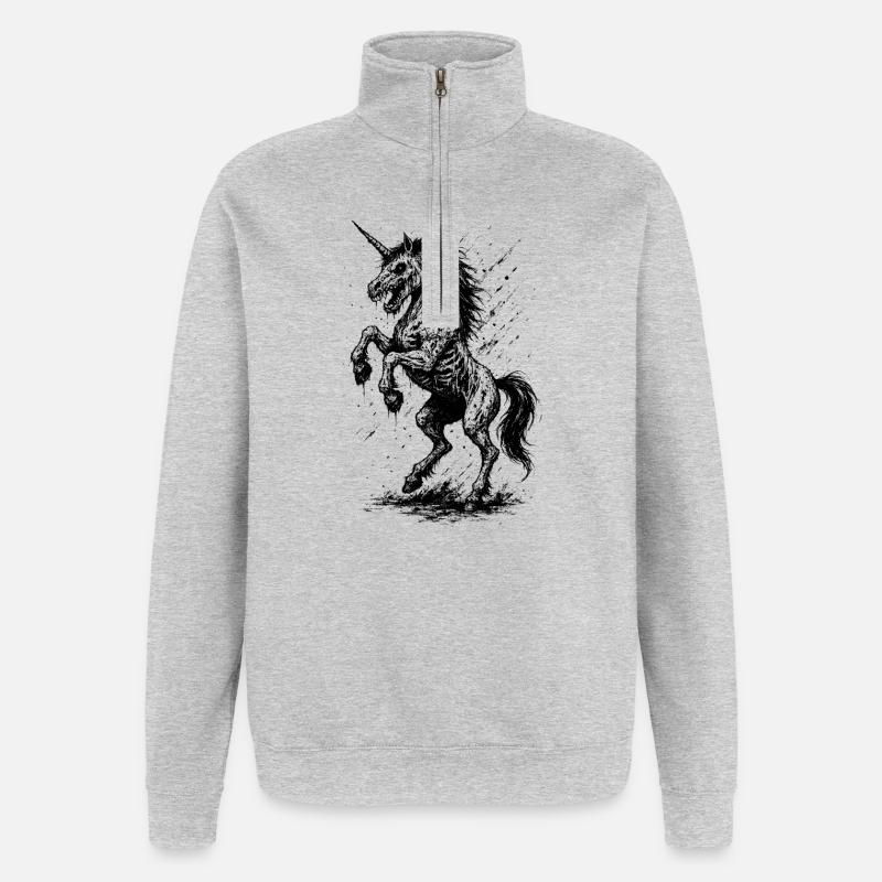 Licorne Crépuscule - Sweat à zip 1/4 - gris chiné