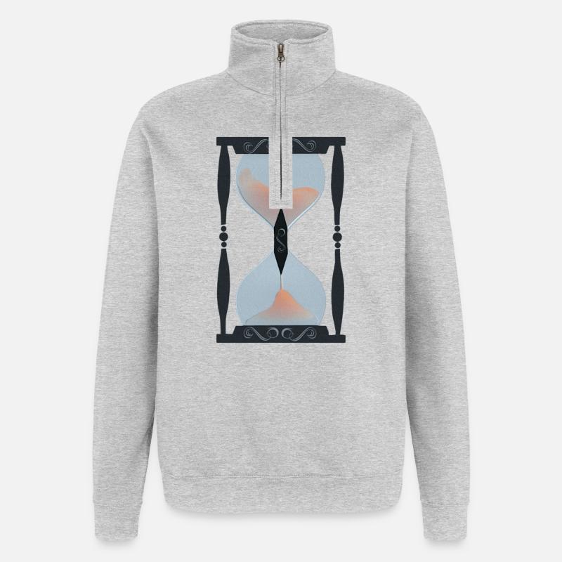 sandtimer, memento mori - Quarter-Zip-Sweatshirt - Grau meliert