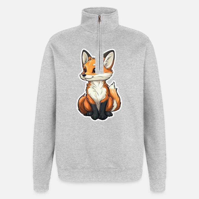 Fuchs - Quarter-Zip-Sweatshirt - Grau meliert