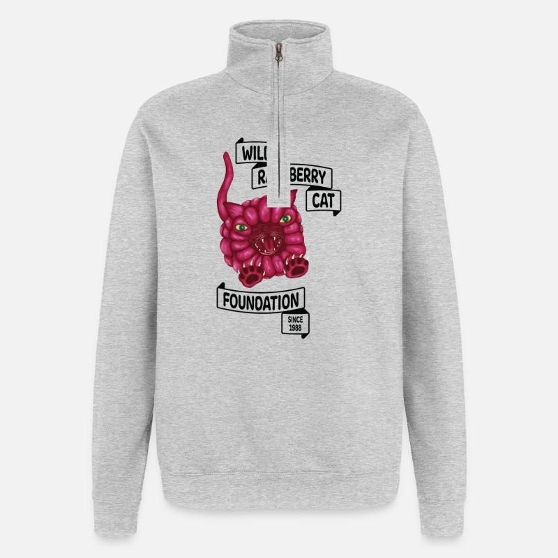 Raspberry die Katze - Quarter-Zip-Sweatshirt - Grau meliert