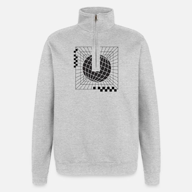 Conception géométrique de la sphère globale - Sweat à zip 1/4 - gris chiné