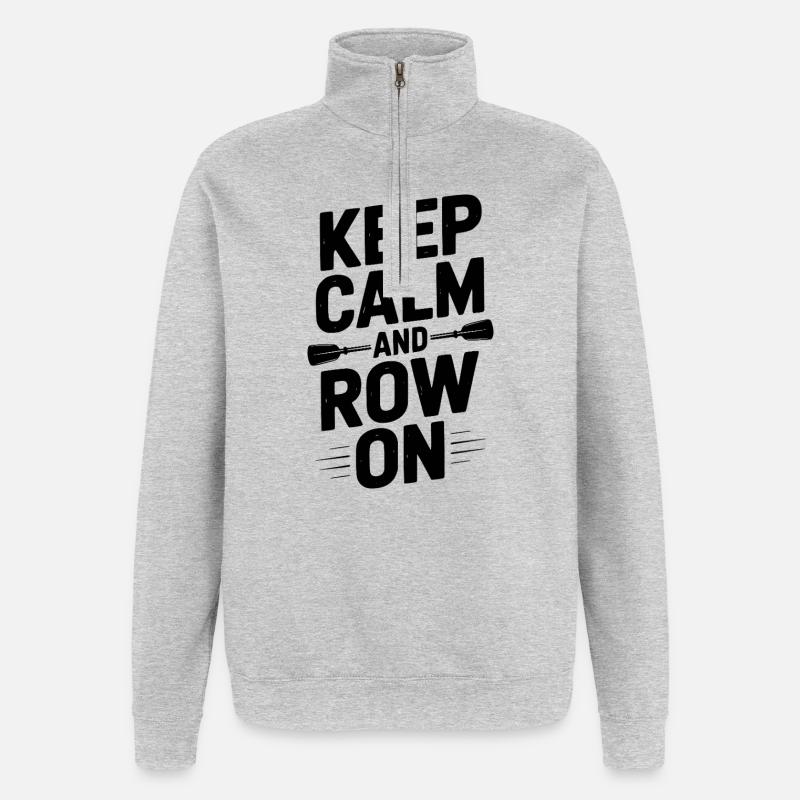 Keep Calm and Row On - Quarter-Zip Sweatshirt - heather grey