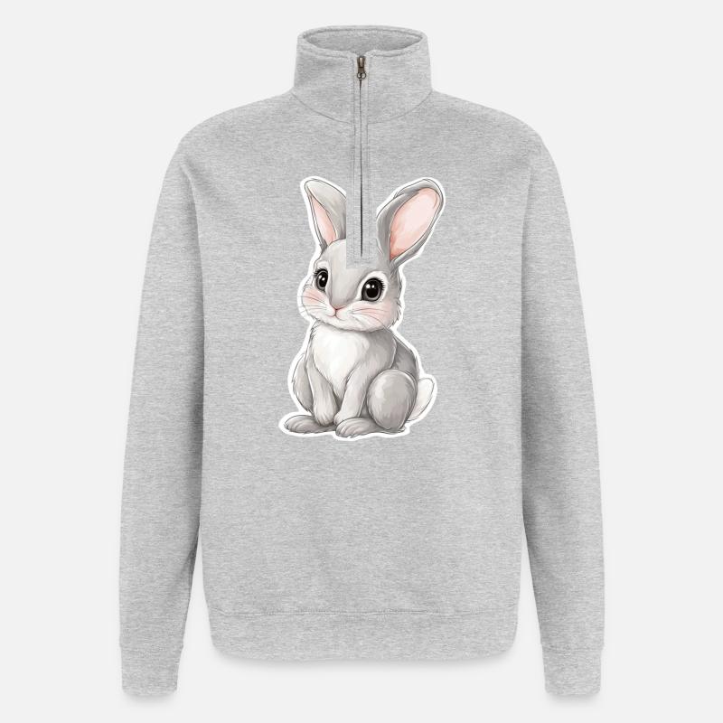 Hase - Quarter-Zip-Sweatshirt - Grau meliert