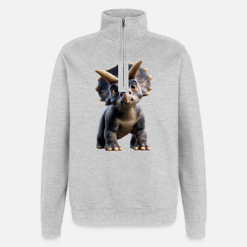 Triceratops Dinosaur Dinos Triceratops Dino - Quarter-Zip Sweatshirt - heather grey