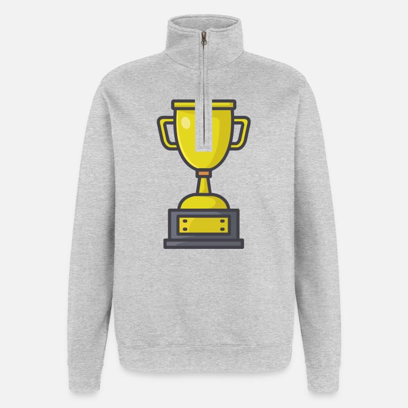 Trophäe - Quarter-Zip-Sweatshirt - Grau meliert