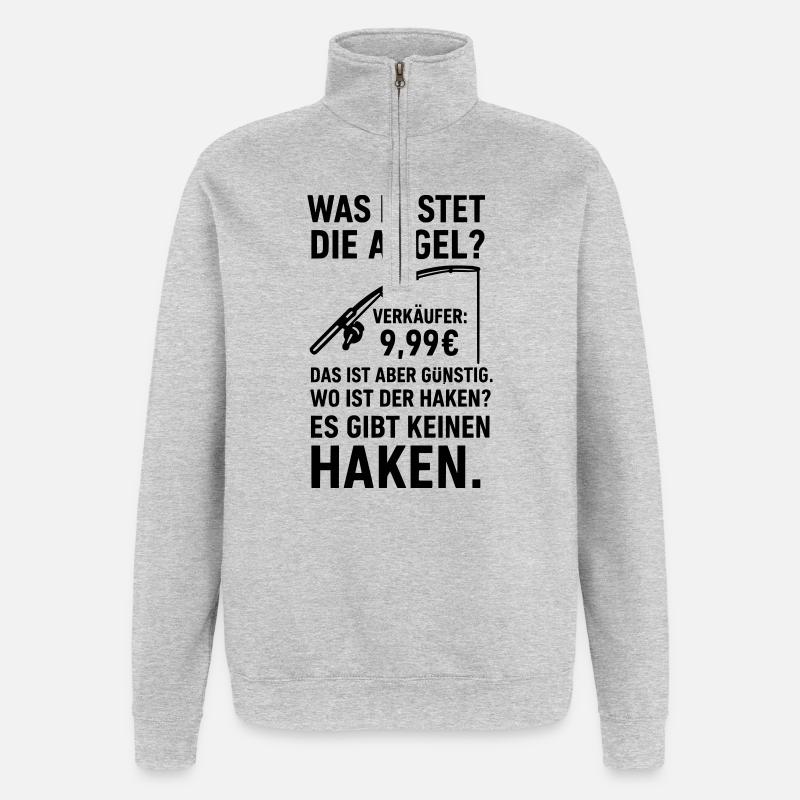 Blague sur pêcheur à l’hameçon - Sweat à zip 1/4 - gris chiné