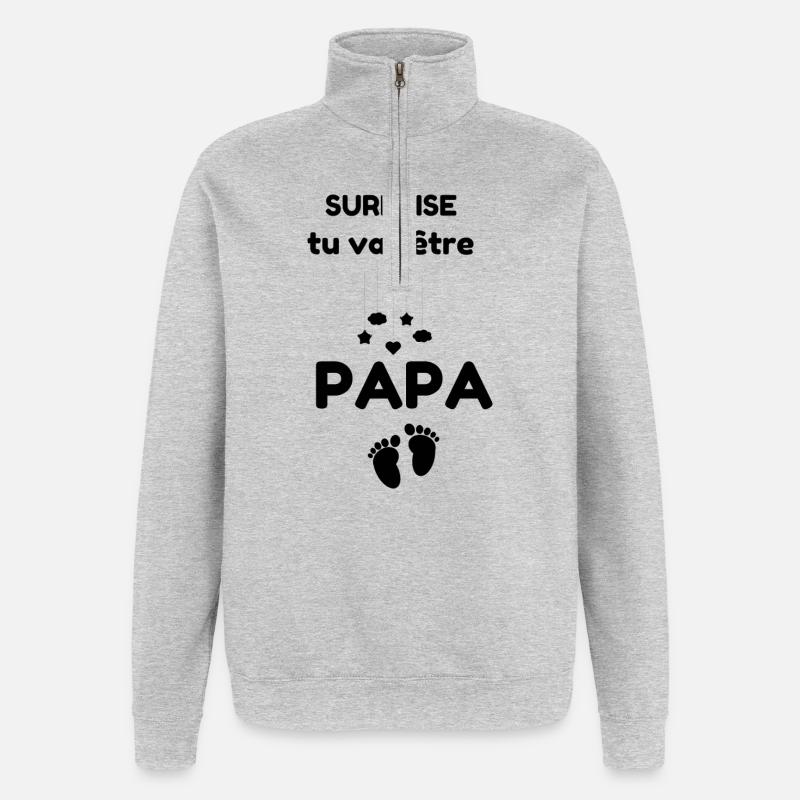 ÜBERRASCHUNG, du wirst ein VATER - Quarter-Zip-Sweatshirt - Grau meliert
