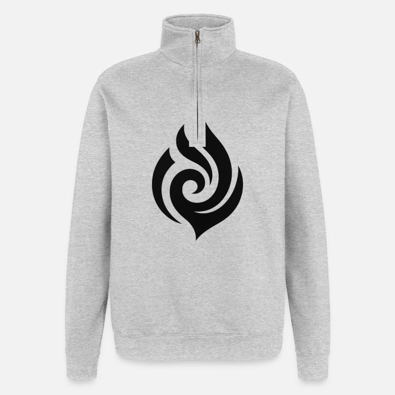Flamme noire - Sweat à zip 1/4 - gris chiné