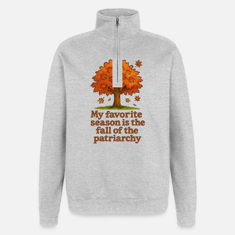 Herbstbaum: Fall des Patriarchats - Quarter-Zip-Sweatshirt - Grau meliert