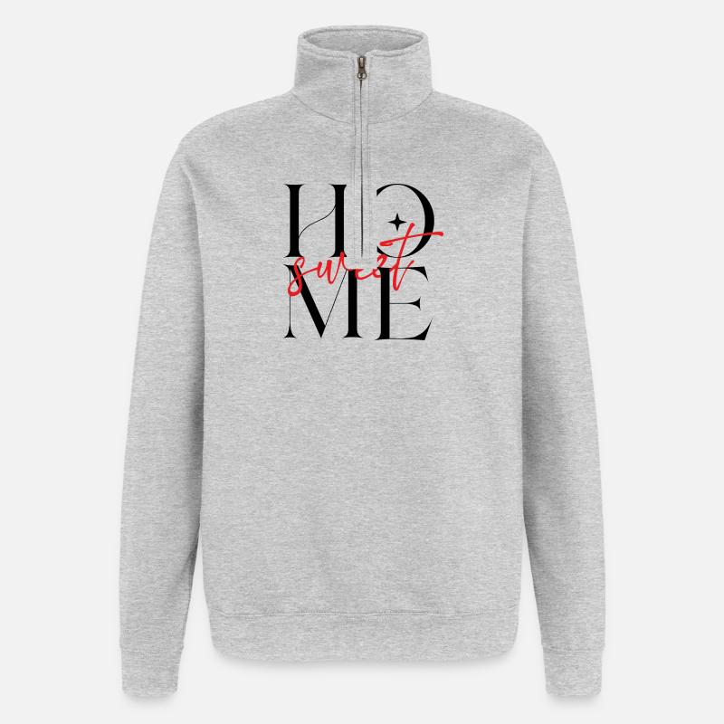 Sweet Script Rouge - Sweat à zip 1/4 - gris chiné