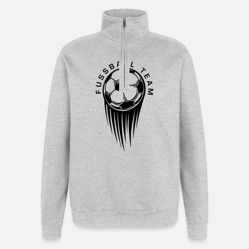 Fussball Team - Quarter-Zip-Sweatshirt - Grau meliert