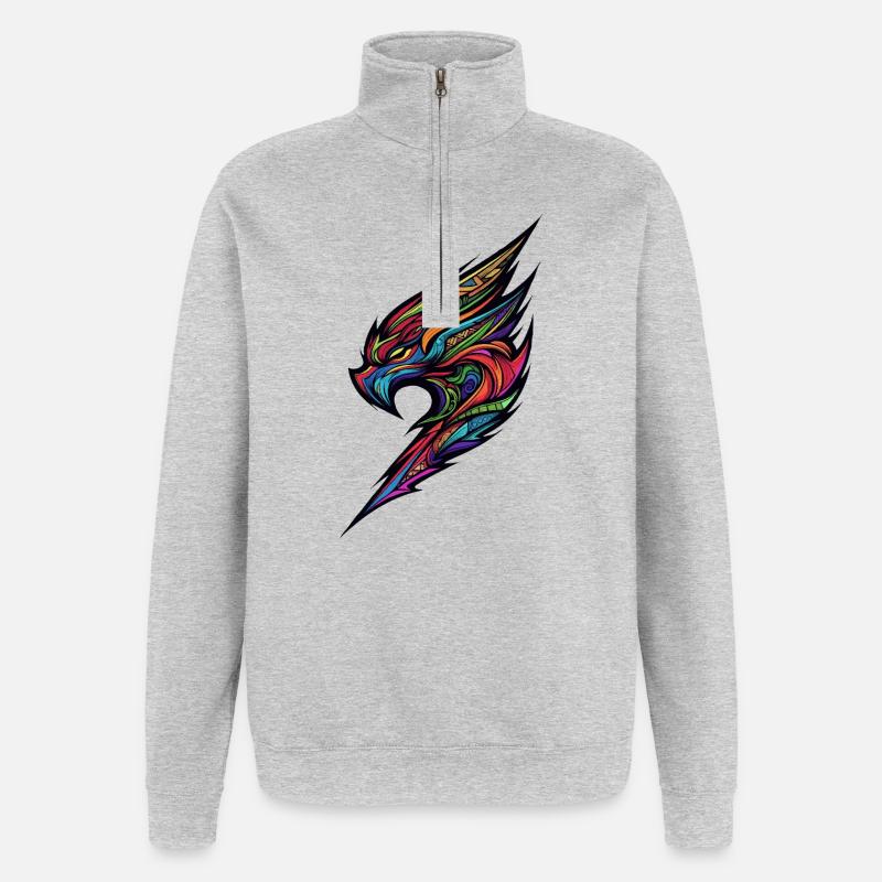Fiery Phoenix Wing - Quarter-Zip Sweatshirt - heather grey