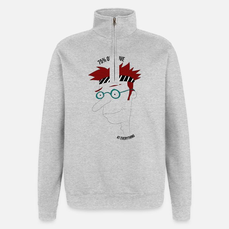 75 % ou plus à tout, mec - Sweat à zip 1/4 - gris chiné