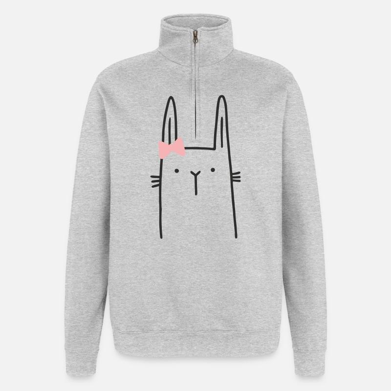 Hase Mädchen Osterhase - Quarter-Zip-Sweatshirt - Grau meliert