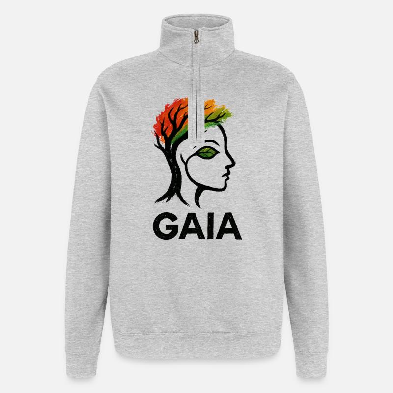 Gaïa - Mère Nature - Arbre de Vie - Sweat à zip 1/4 - gris chiné