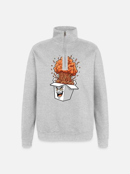 Noodle Box Explosion Cartoon - Quarter-Zip Sweatshirt - heather grey